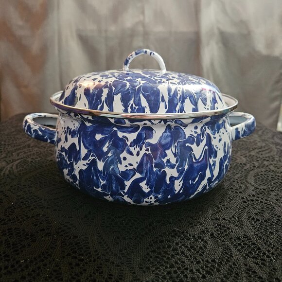 NWOT Golden Rabbit Blue & White Enamelware (no box) - "Cobalt Swirl" - Picture 1 of 6